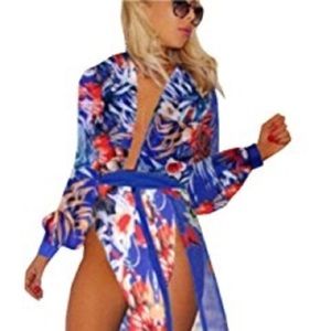 Bohemian Floral High Split Maxi Dress Cover Up